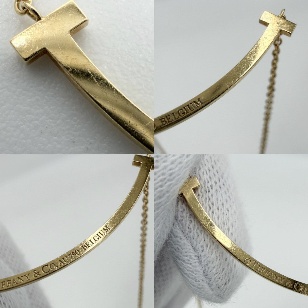 TIFFANY&Co. ティファニー ネックレス Tスマイル スモール ペンダント ジュエリー アクセサリー 18金YG Au750 K18イエローゴールド ダイヤモンド レディース 約2.2g【中古品】