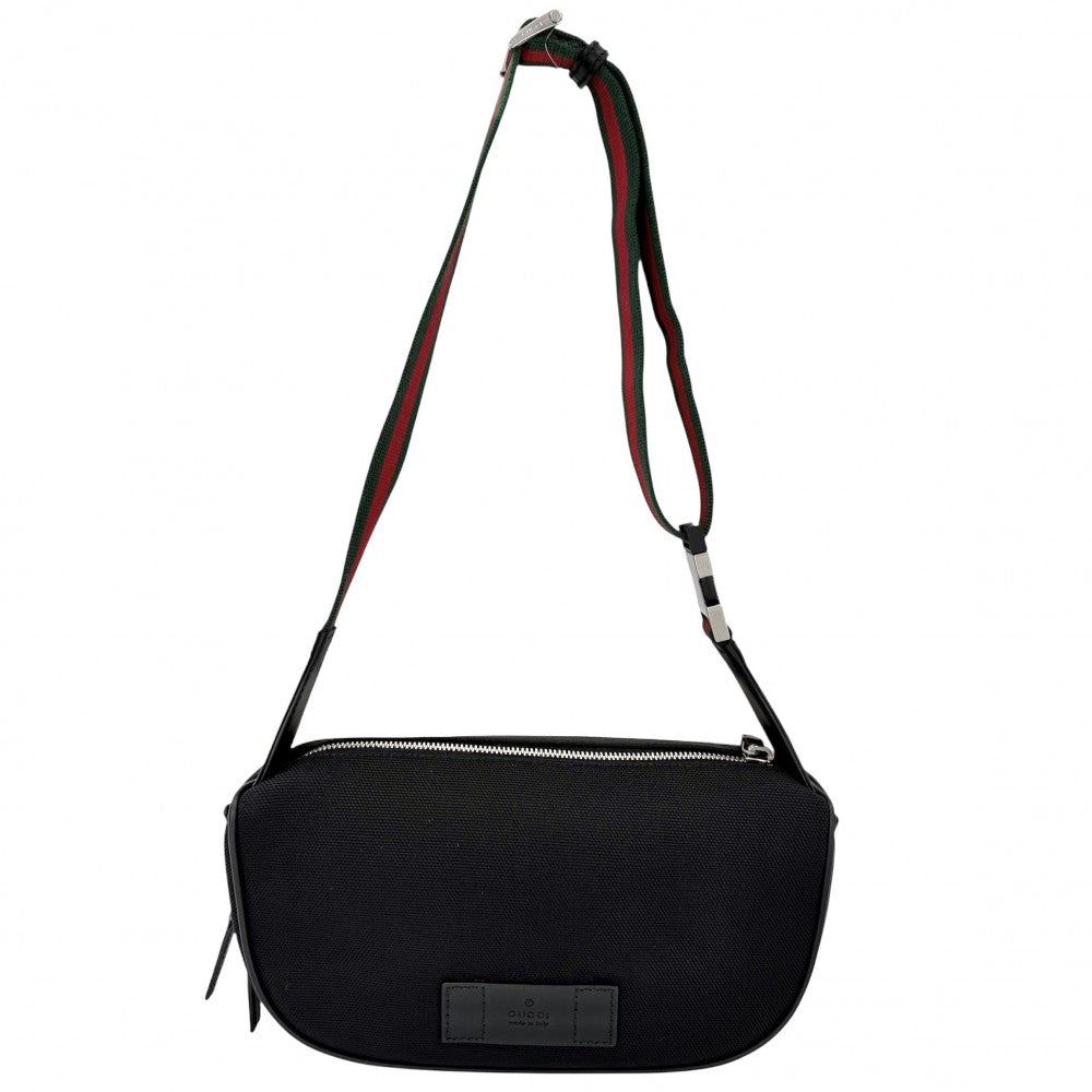 【開店SALE】 GUCCI グッチ ウエストバッグ ボディバッグ ウエストポーチ シェリーライン 630920 ナイロン ブラック 黒 シルバー金具 メンズ【中古品】