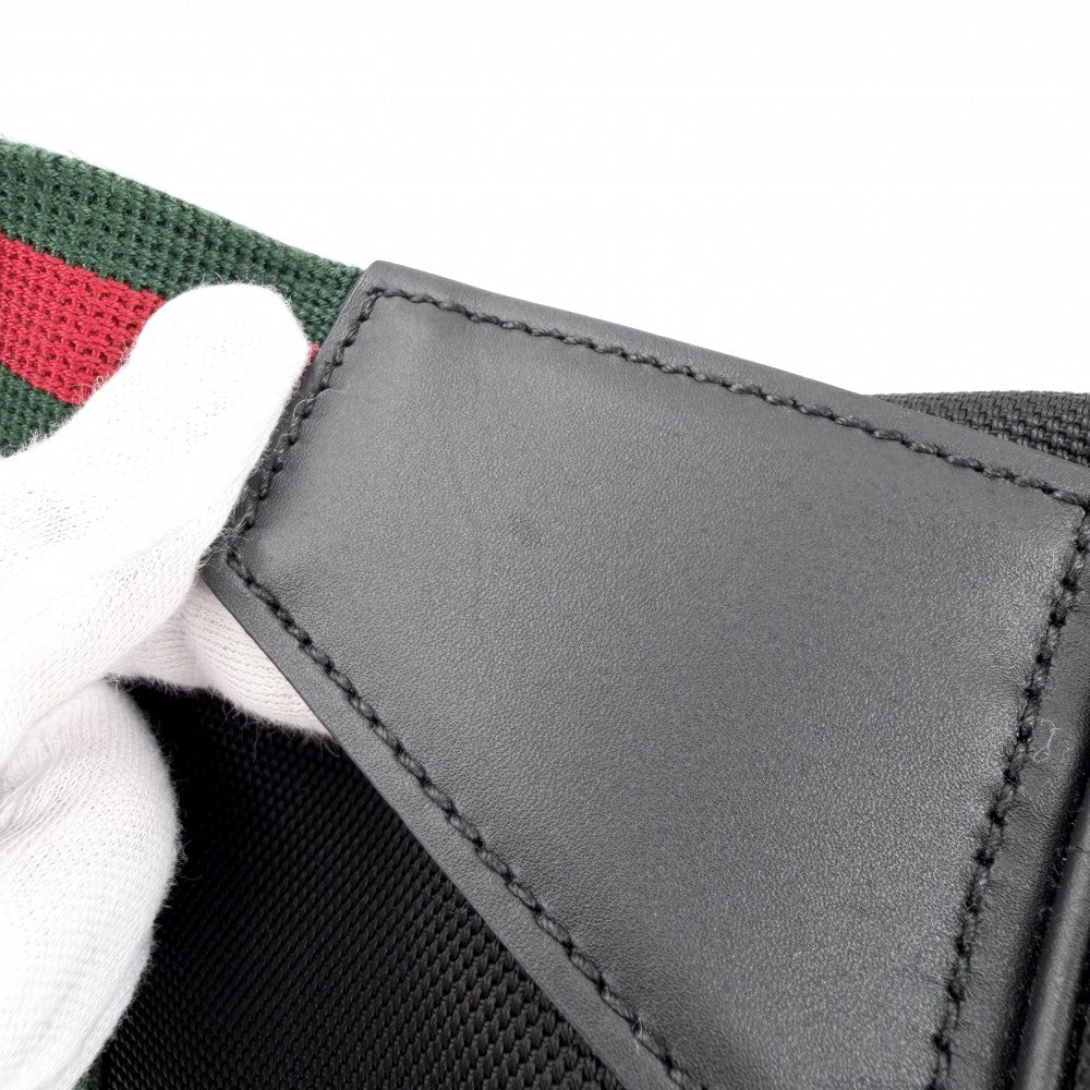 【開店SALE】 GUCCI グッチ ウエストバッグ ボディバッグ ウエストポーチ シェリーライン 630920 ナイロン ブラック 黒 シルバー金具 メンズ【中古品】