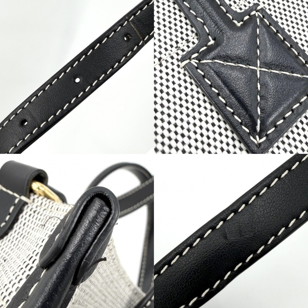 【開店SALE】 BURBERRY バーバリー 2WAY フレヤトート　ミニ ハンドバッグ ショルダーバッグ 8044142 キャンバス レザー ブラック 黒 アイボリー ゴールド金具 レディース【中古品】