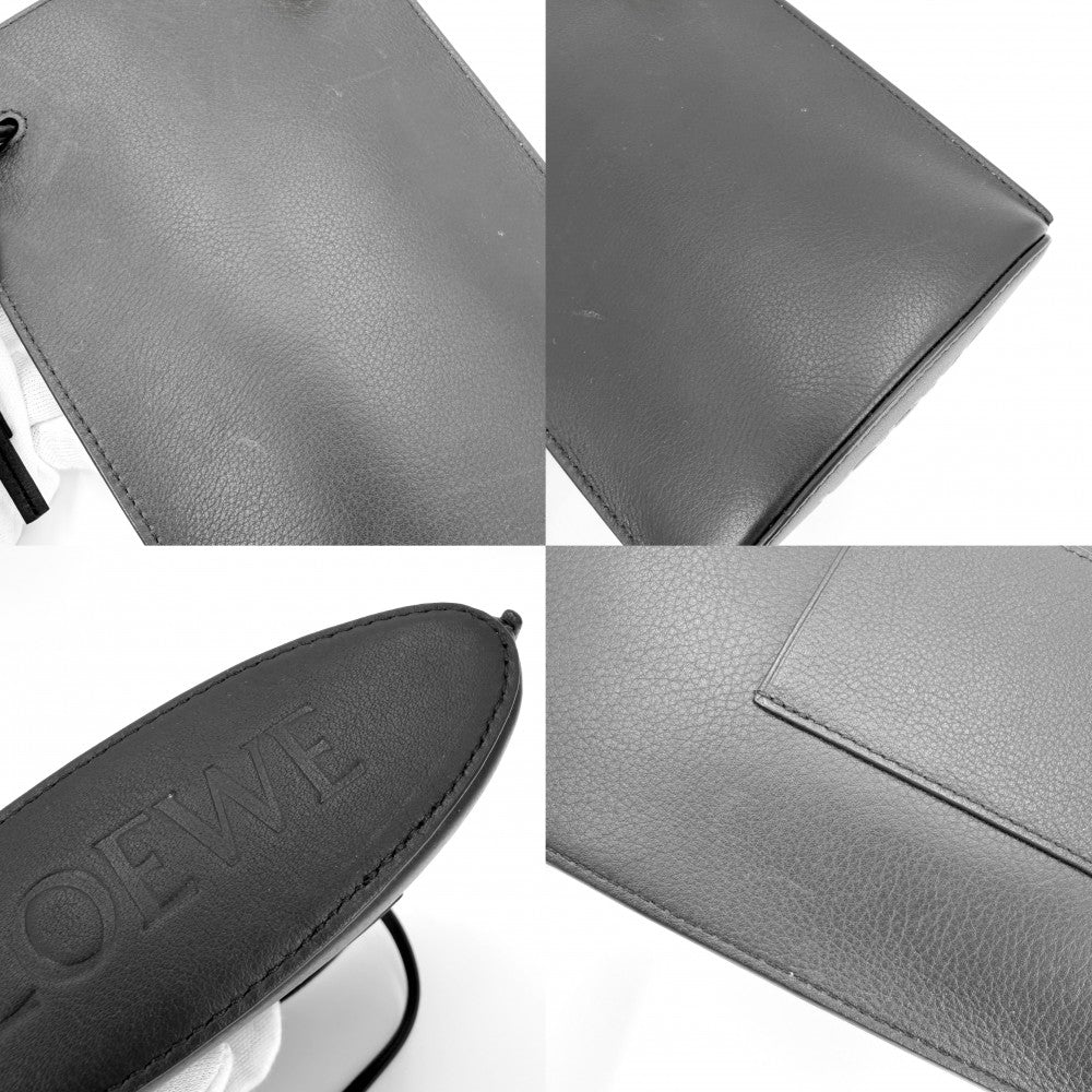 【開店SALE】 LOEWE ロエベ ショルダーバッグ アナグラム ダイスポケット ミニバッグ ショルダーポーチ C630R12X01 レザー ブラック 黒 ゴールド金具 レディース【中古品】