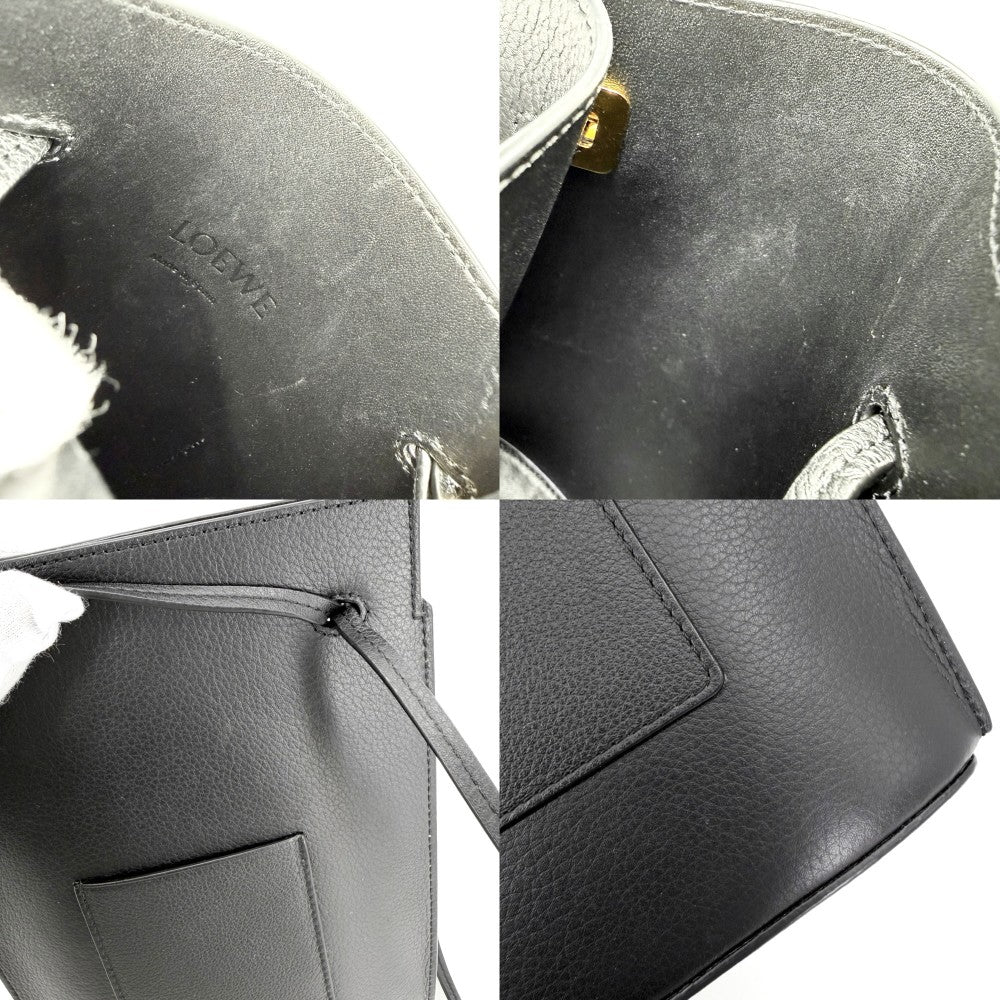 【開店SALE】 LOEWE ロエベ ショルダーバッグ アナグラム ダイスポケット ミニバッグ ショルダーポーチ C630R12X01 レザー ブラック 黒 ゴールド金具 レディース【中古品】