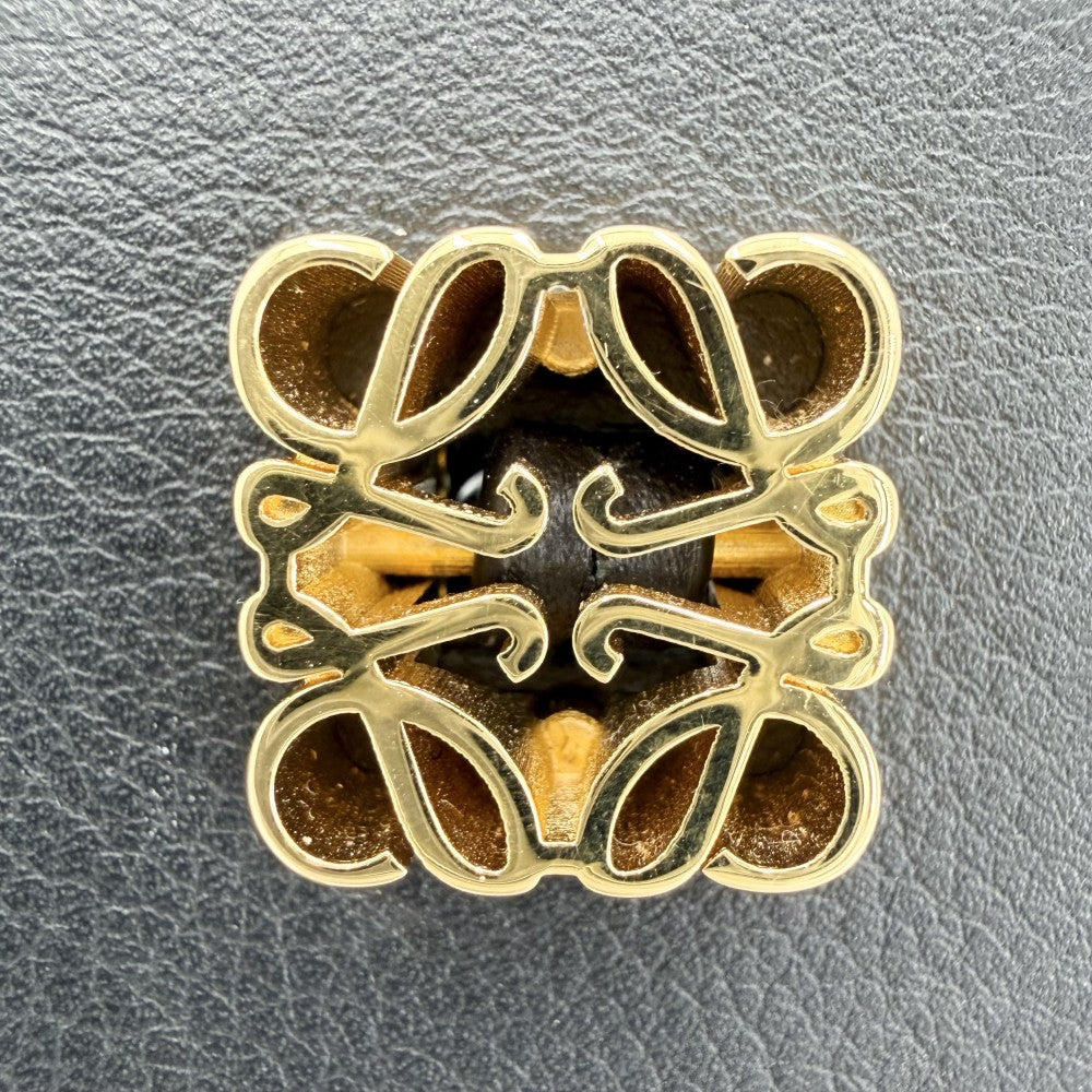 【開店SALE】 LOEWE ロエベ ショルダーバッグ アナグラム ダイスポケット ミニバッグ ショルダーポーチ C630R12X01 レザー ブラック 黒 ゴールド金具 レディース【中古品】