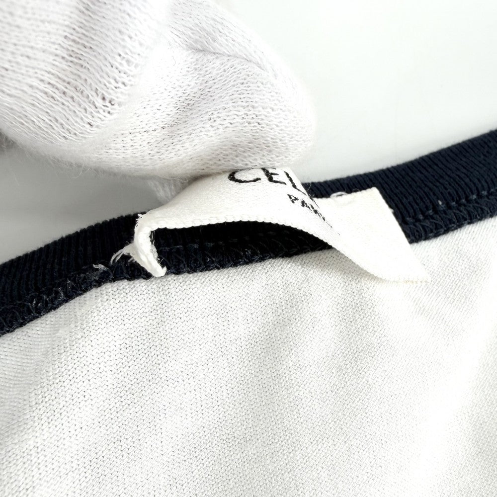CELINE セリーヌ 半袖Ｔシャツ ロゴプリント トップス カットソー クルーネック アパレル 服 L 2X45M671Q ホワイト 白 ブラック 黒 春 夏 コットン メンズ【中古品】