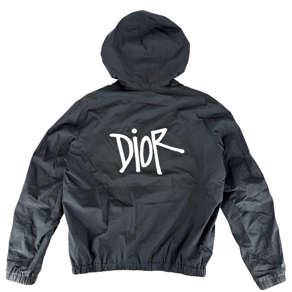 【開店SALE】 Dior ディオール ブルゾン ステューシーコラボ ロゴ アウター ジャケット Dior x Shawn Stussy アパレル 服 52 ブラック 黒 ブラック金具 春 秋 コットン ナイロン メンズ【中古品】