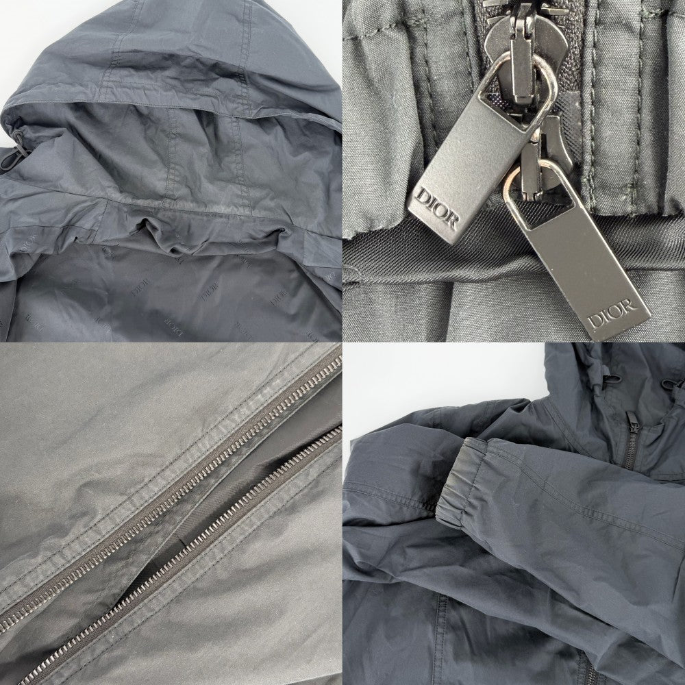 【開店SALE】 Dior ディオール ブルゾン ステューシーコラボ ロゴ アウター ジャケット Dior x Shawn Stussy アパレル 服 52 ブラック 黒 ブラック金具 春 秋 コットン ナイロン メンズ【中古品】