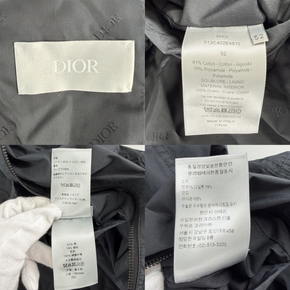 【開店SALE】 Dior ディオール ブルゾン ステューシーコラボ ロゴ アウター ジャケット Dior x Shawn Stussy アパレル 服 52 ブラック 黒 ブラック金具 春 秋 コットン ナイロン メンズ【中古品】