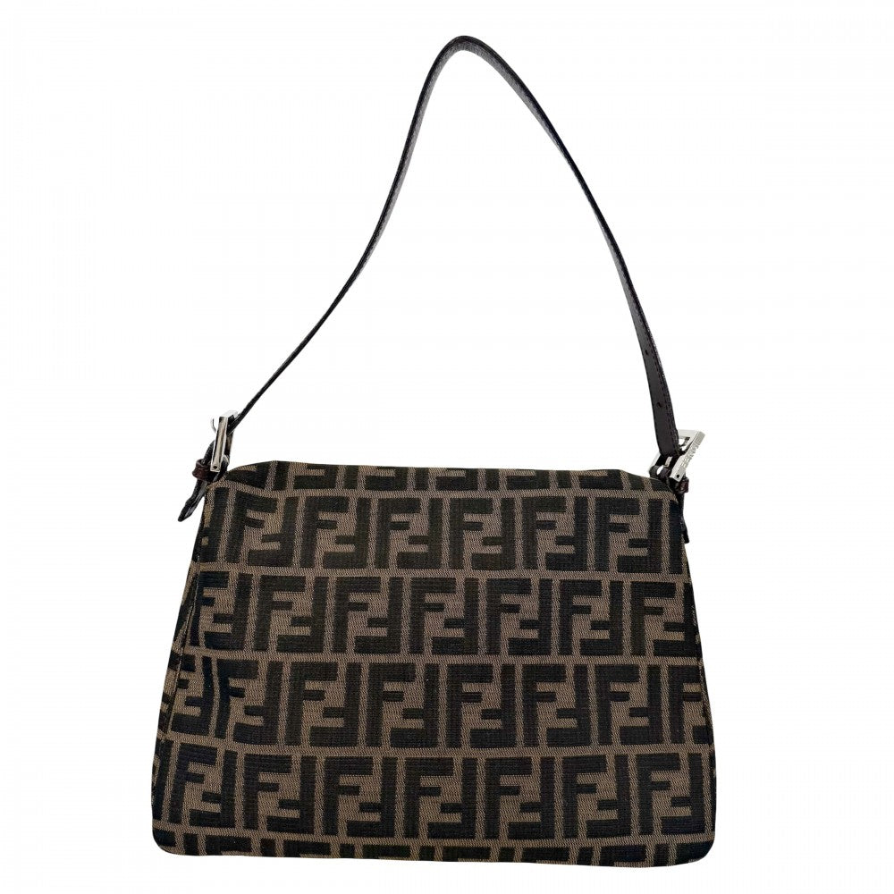 【開店SALE】 FENDI フェンディ ショルダーバッグ マンマバケット ワンショルダー Mamma Bucket 26325 キャンバス レザー ブラウン 茶 ゴールド金具 レディース【中古品】