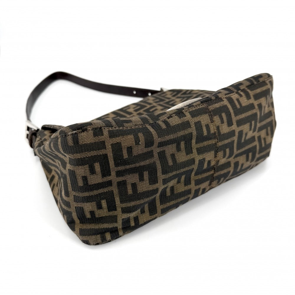 【開店SALE】 FENDI フェンディ ショルダーバッグ マンマバケット ワンショルダー Mamma Bucket 26325 キャンバス レザー ブラウン 茶 ゴールド金具 レディース【中古品】