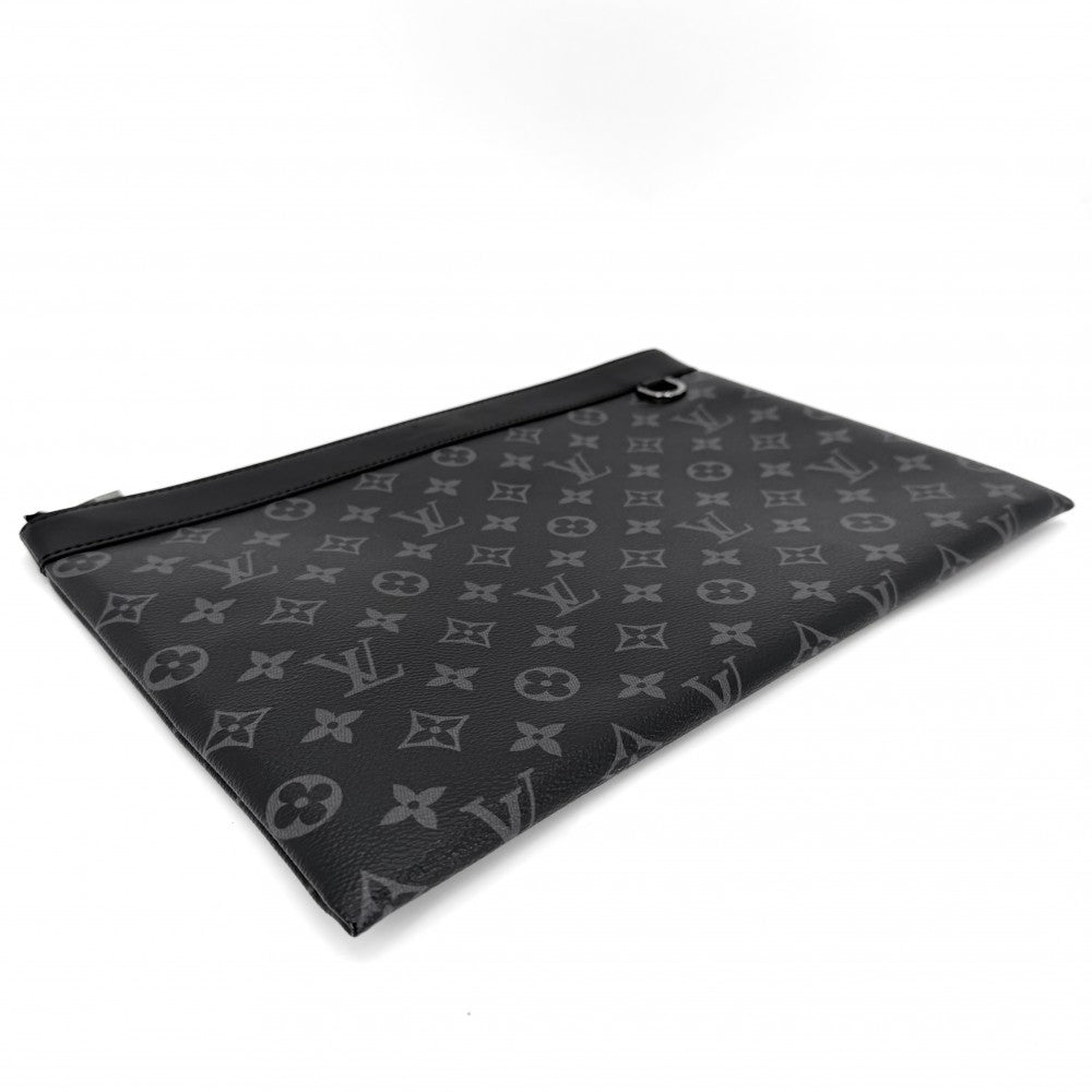 【開店SALE】 LOUIS VUITTON ルイヴィトン クラッチバッグ モノグラムエクリプス ポシェット・ディスカバリー セカンドバッグ M62291 ブラック 黒 シルバー金具 メンズ【中古品】