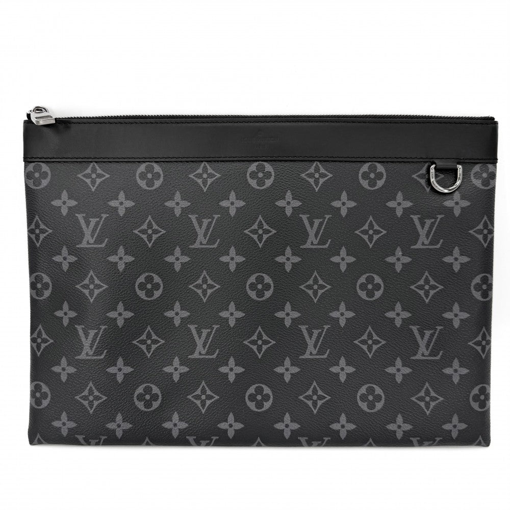 【開店SALE】 LOUIS VUITTON ルイヴィトン クラッチバッグ モノグラムエクリプス ポシェット・ディスカバリー セカンドバッグ M62291 ブラック 黒 シルバー金具 メンズ【中古品】