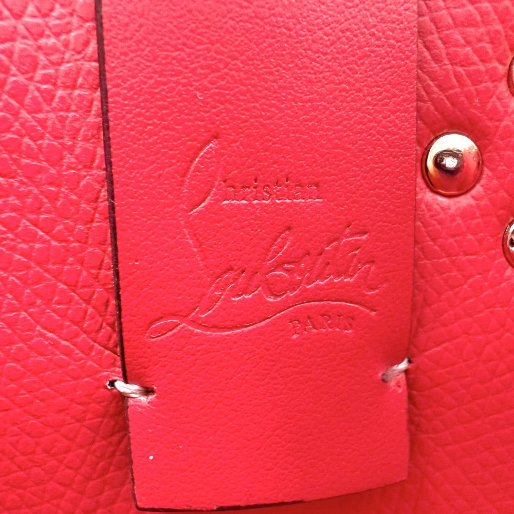 Christian Louboutin クリスチャンルブタン 2WAY カバタN/S ミニ ハンドバッグ ショルダーバッグ スタッズ ミニトートバッグ レザー ベージュ レッド 赤 シルバー×ゴールド金具 レディース【中古品】