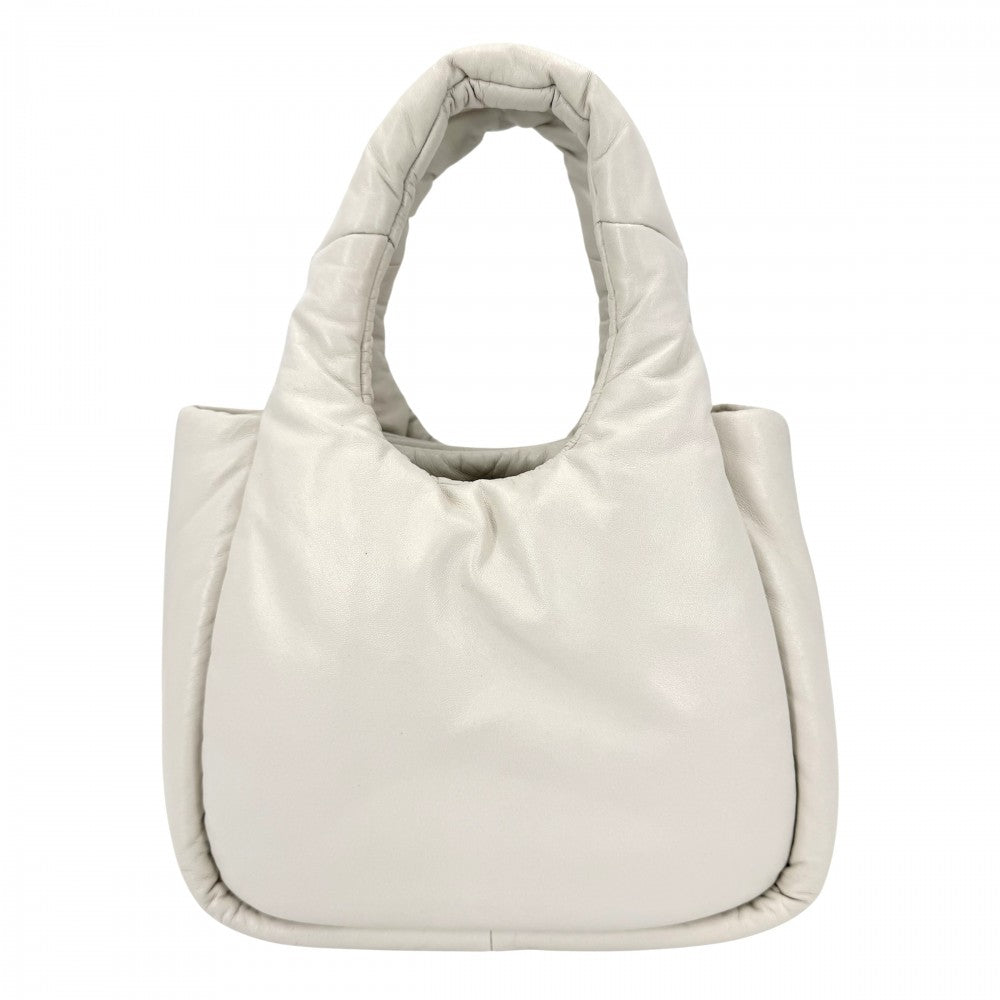 PRADA プラダ ハンドバッグ トライアングルロゴ パデッド ミニバッグ 1BA359 レザー ホワイト 白 ゴールド金具 レディース【中古品】