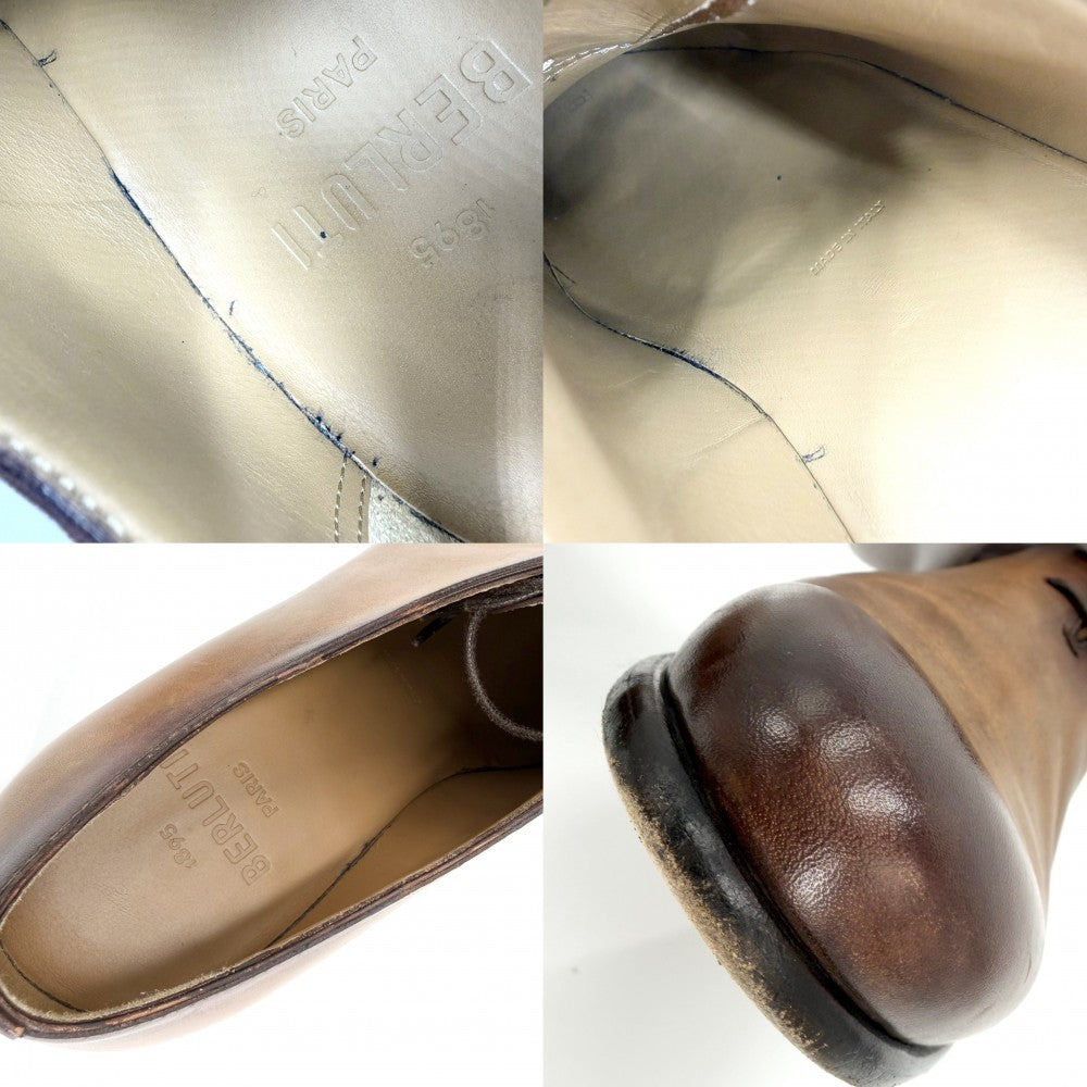 【開店SALE】 Berluti ベルルッティ ローファー アレッサンドロガレ スクリット 革靴 6サイズ 約25.5cm カリグラフィ レザー ブラウン 茶 メンズ【中古品】
