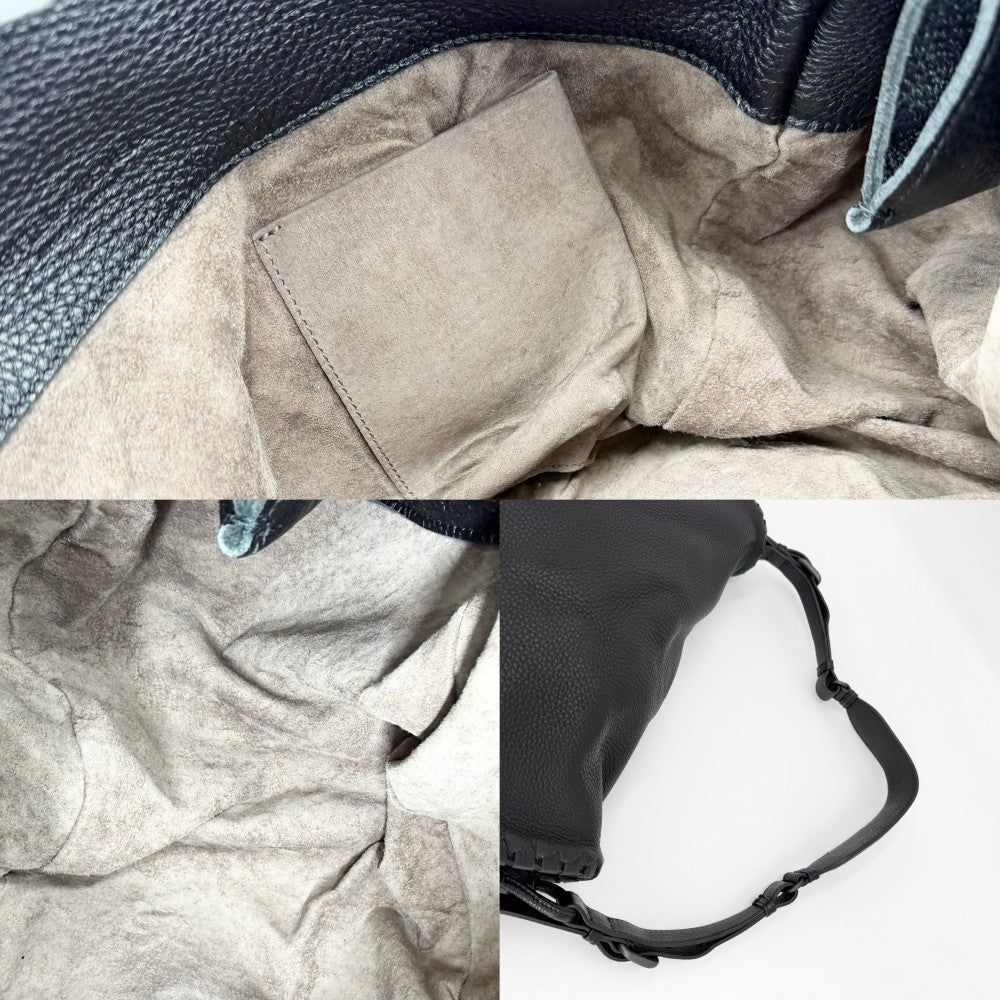 【開店SALE】 BOTTEGAVENETA ボッテガヴェネタ ショルダーバッグ イントレチャート メッセンジャーバッグ レザー ブラック 黒 ブラック金具 メンズ【中古品】