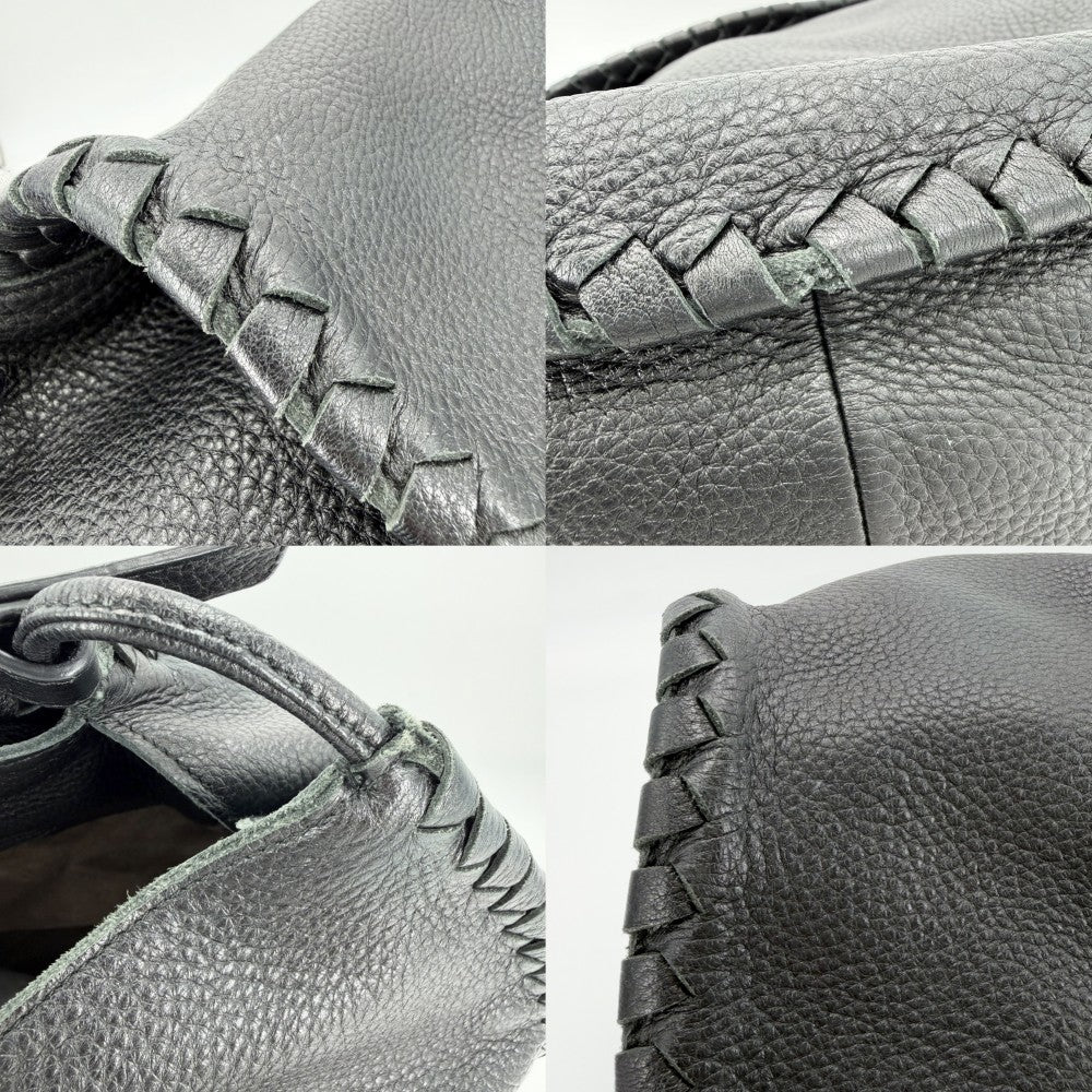 【開店SALE】 BOTTEGAVENETA ボッテガヴェネタ ショルダーバッグ イントレチャート メッセンジャーバッグ レザー ブラック 黒 ブラック金具 メンズ【中古品】