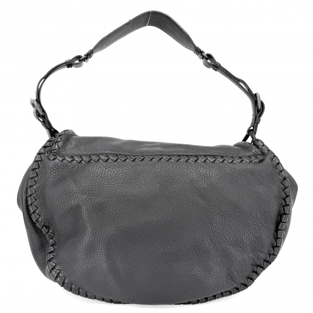 【開店SALE】 BOTTEGAVENETA ボッテガヴェネタ ショルダーバッグ イントレチャート メッセンジャーバッグ レザー ブラック 黒 ブラック金具 メンズ【中古品】