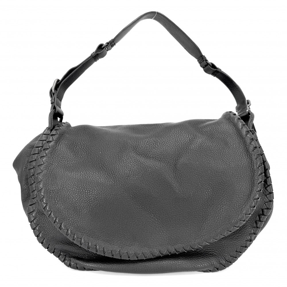 【開店SALE】 BOTTEGAVENETA ボッテガヴェネタ ショルダーバッグ イントレチャート メッセンジャーバッグ レザー ブラック 黒 ブラック金具 メンズ【中古品】