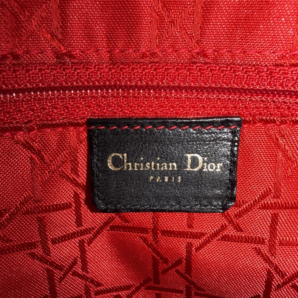 【開店SALE】 Christian Dior クリスチャンディオール 2WAY カナージュ レディディオール ハンドバッグ ショルダーバッグ ミディアム レザー ブラック 黒 ゴールド金具 レディース【中古品】