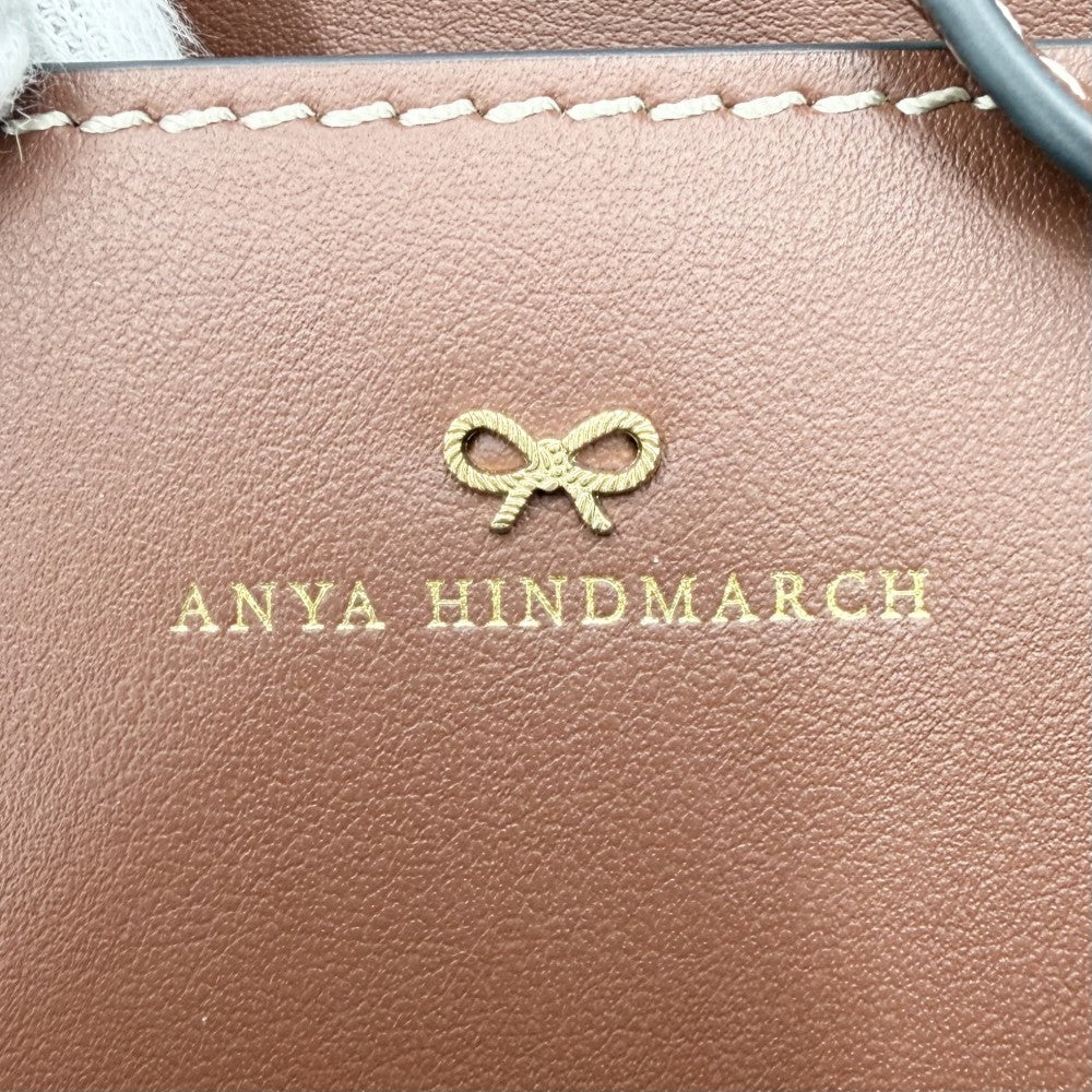 Anya Hindmarch アニヤ・ハインドマーチ ハンドバッグ アイズ トートバッグ Eyes フェルト レザー グレー ブラウン 茶 ゴールド金具 レディース【中古品】