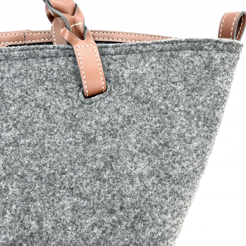Anya Hindmarch アニヤ・ハインドマーチ ハンドバッグ アイズ トートバッグ Eyes フェルト レザー グレー ブラウン 茶 ゴールド金具 レディース【中古品】