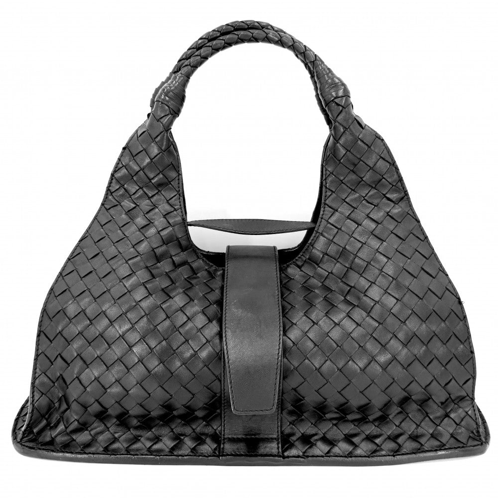 【開店SALE】 BOTTEGAVENETA ボッテガヴェネタ トートバッグ イントレチャート ハンドバッグ レザー ブラック 黒 ブラック金具 レディース【中古品】