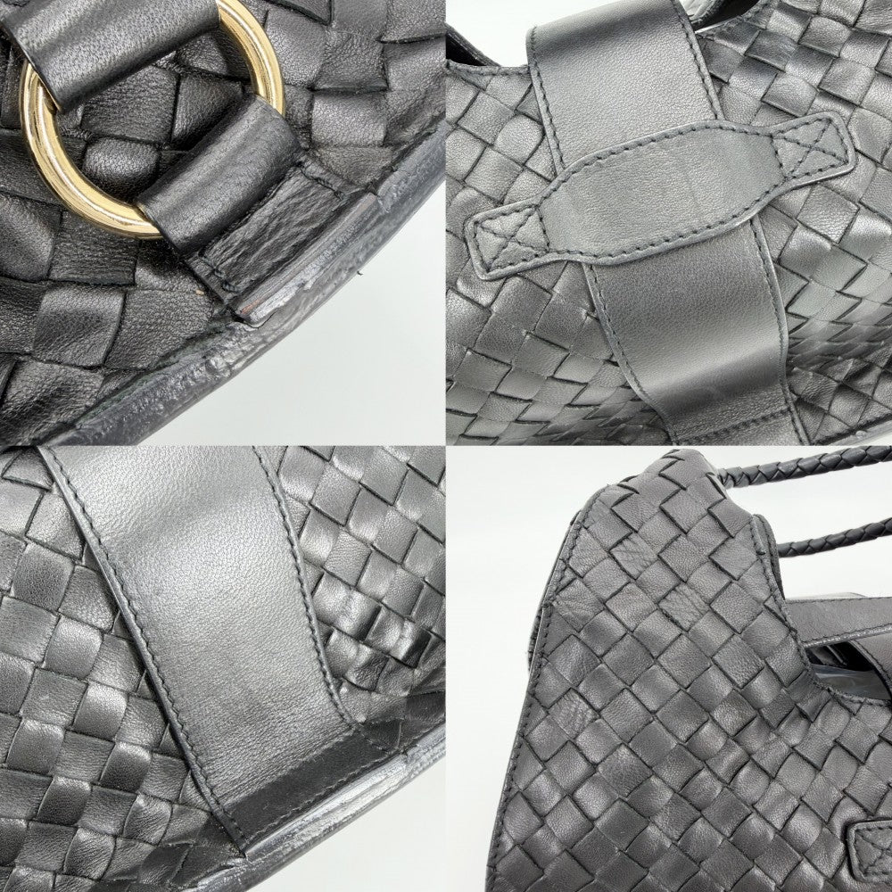 【開店SALE】 BOTTEGAVENETA ボッテガヴェネタ トートバッグ イントレチャート ハンドバッグ レザー ブラック 黒 ブラック金具 レディース【中古品】