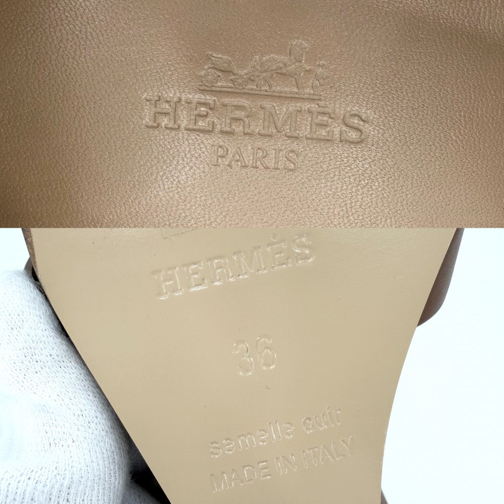 HERMES エルメス サンダル レジェンド シューズ 靴 36サイズ 約23cm 春 夏 レザー ブラウン 茶 シルバー金具 レディース【中古品】