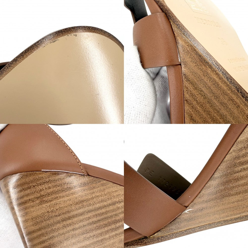 HERMES エルメス サンダル レジェンド シューズ 靴 36サイズ 約23cm 春 夏 レザー ブラウン 茶 シルバー金具 レディース【中古品】