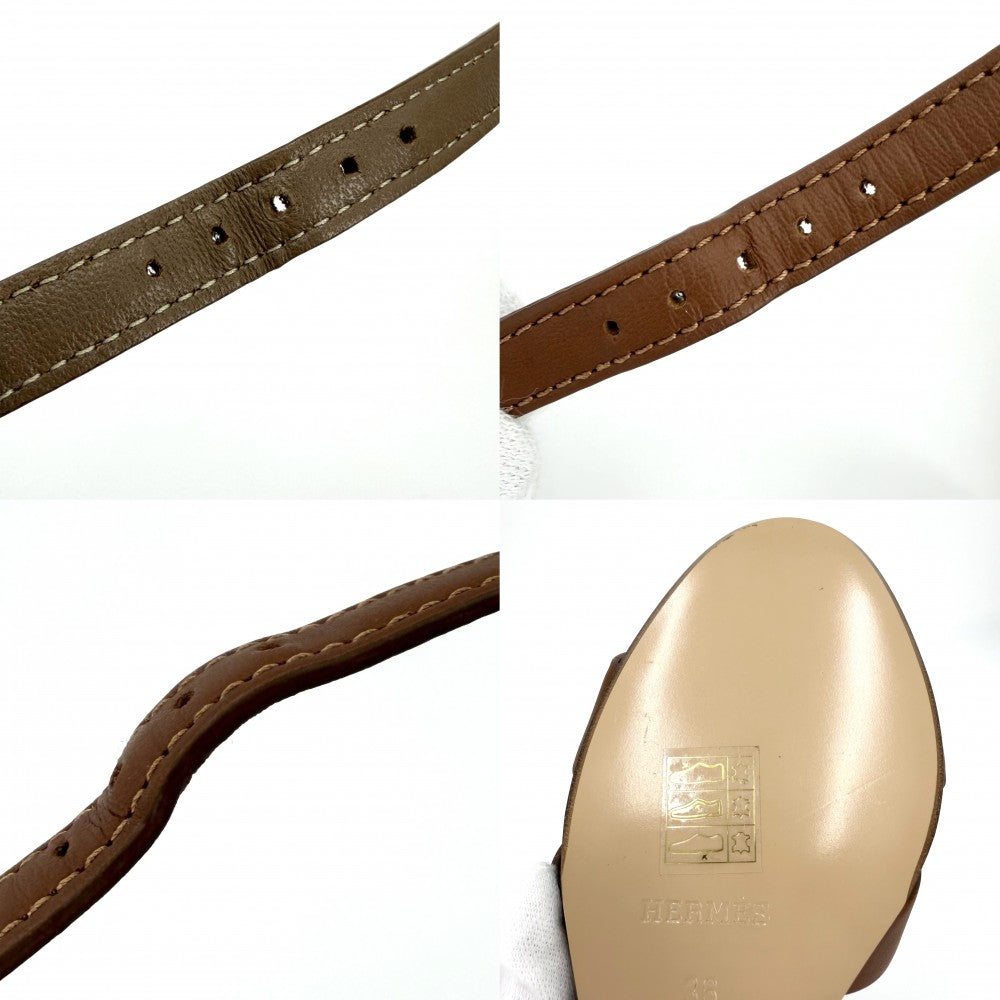 HERMES エルメス サンダル レジェンド シューズ 靴 36サイズ 約23cm 春 夏 レザー ブラウン 茶 シルバー金具 レディース【中古品】