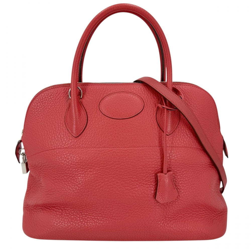 HERMES エルメス 2WAY ボリード35 ハンドバッグ ショルダーバッグ □N レザー レッド系 シルバー金具 レディース 2010年【中古品】
