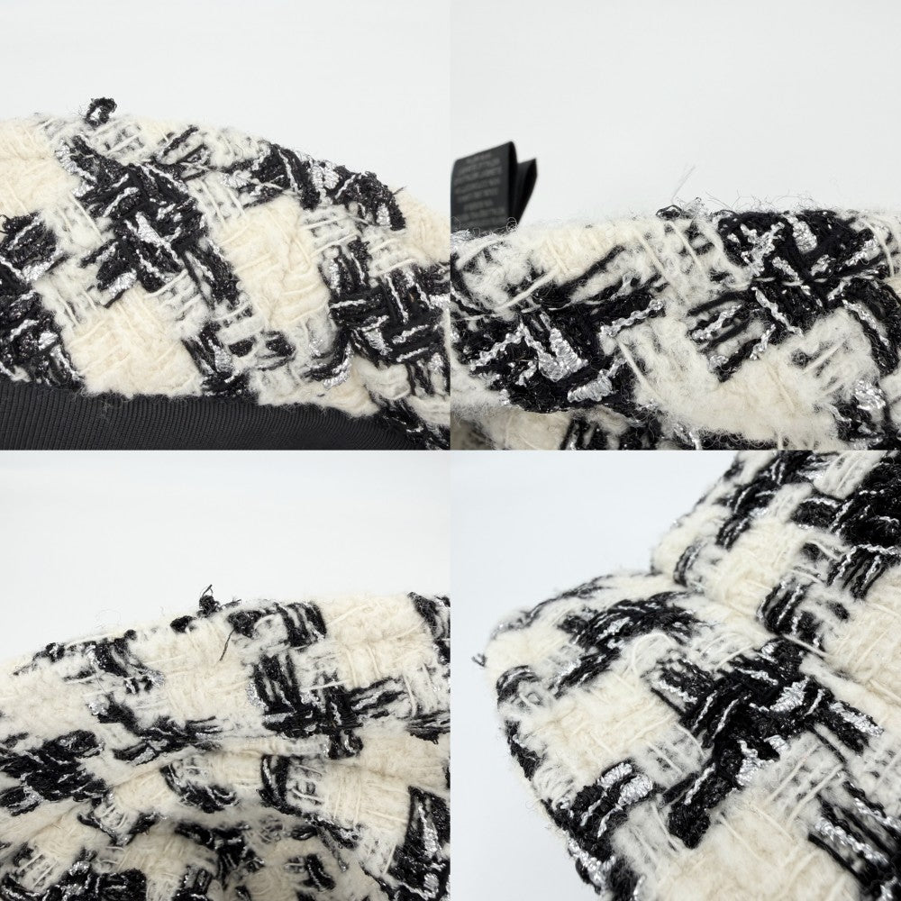 CHANEL シャネル ハット ツイード バケットハット ファッションアイテム 帽子 ココマーク Mサイズ ウール ポリアミド ポリエステル シルク ブラック 黒 アイボリー レディース【中古品】