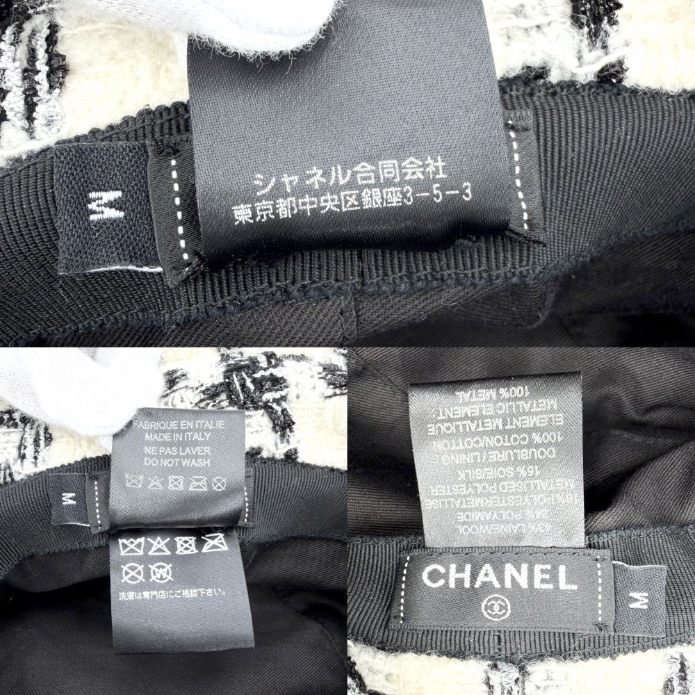 CHANEL シャネル ハット ツイード バケットハット ファッションアイテム 帽子 ココマーク Mサイズ ウール ポリアミド ポリエステル シルク ブラック 黒 アイボリー レディース【中古品】