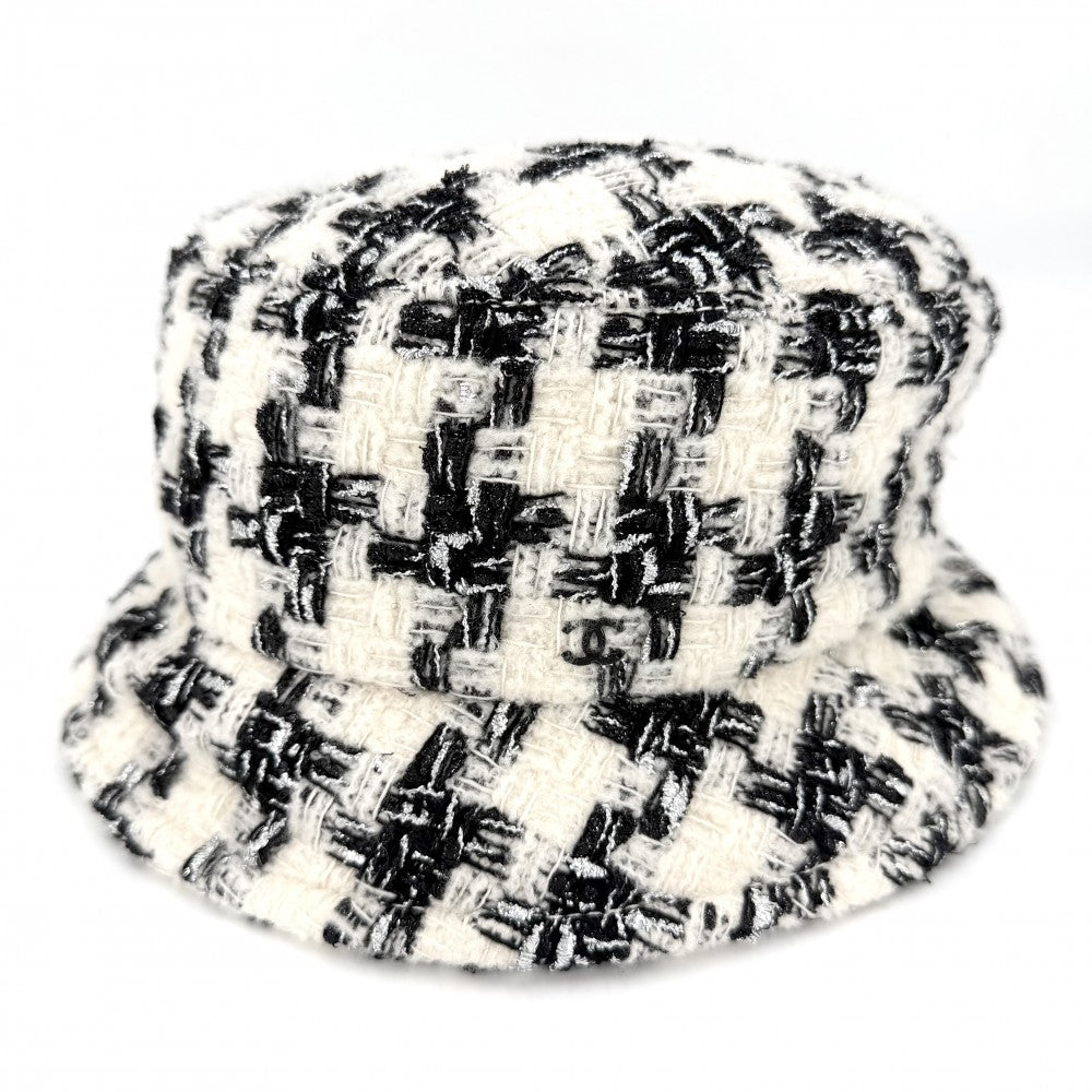 CHANEL シャネル ハット ツイード バケットハット ファッションアイテム 帽子 ココマーク Mサイズ ウール ポリアミド ポリエステル シルク ブラック 黒 アイボリー レディース【中古品】