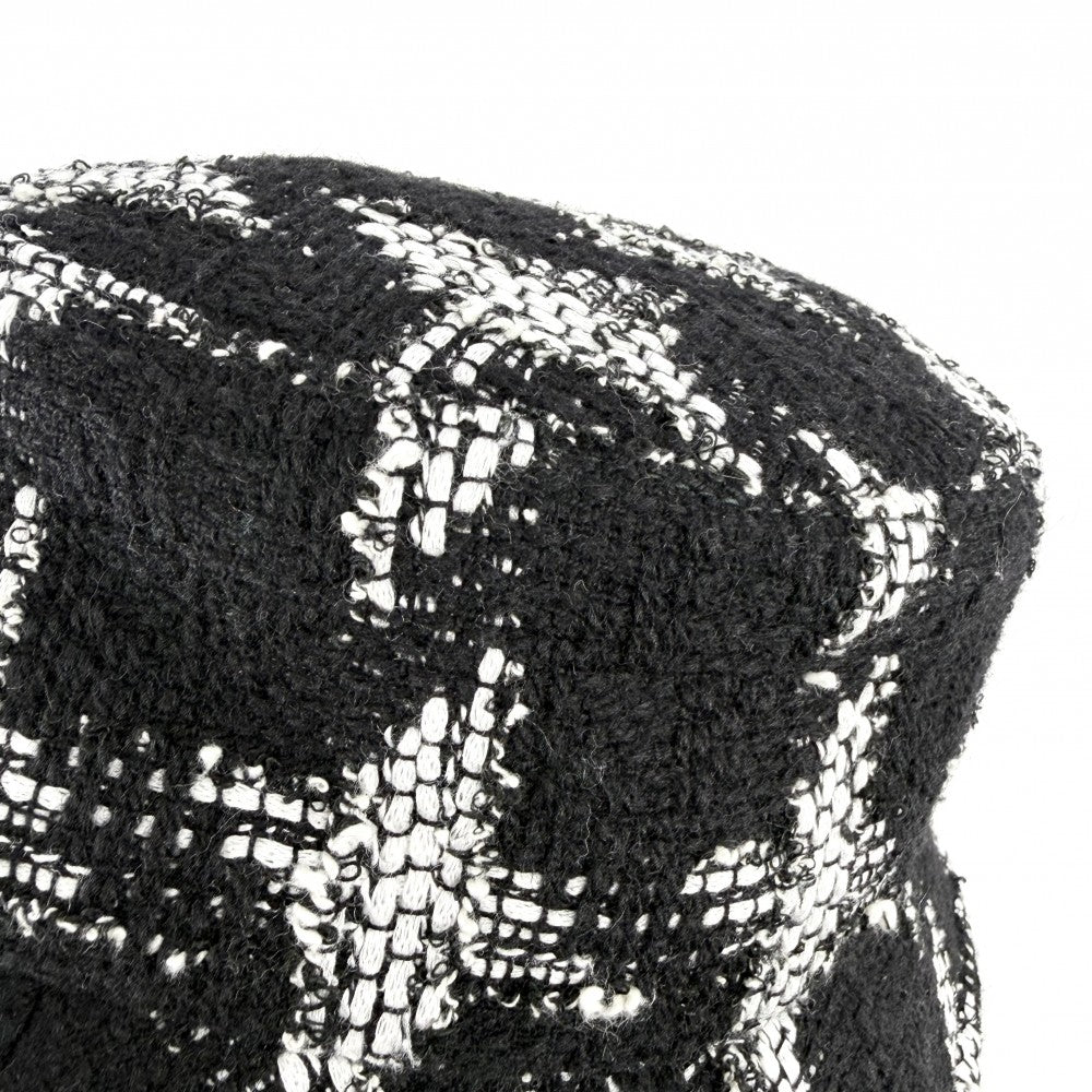 CHANEL シャネル ハット ツイード バケットハット ファッションアイテム 帽子 ココマーク Mサイズ ブラック 黒 ホワイト 白 レディース【中古品】