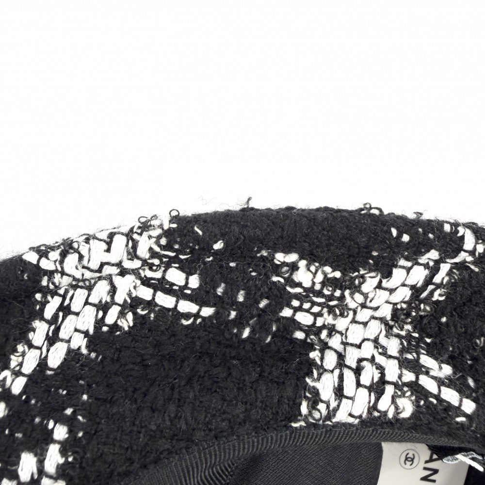 CHANEL シャネル ハット ツイード バケットハット ファッションアイテム 帽子 ココマーク Mサイズ ブラック 黒 ホワイト 白 レディース【中古品】