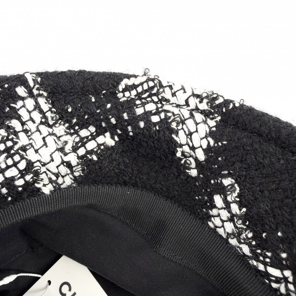 CHANEL シャネル ハット ツイード バケットハット ファッションアイテム 帽子 ココマーク Mサイズ ブラック 黒 ホワイト 白 レディース【中古品】