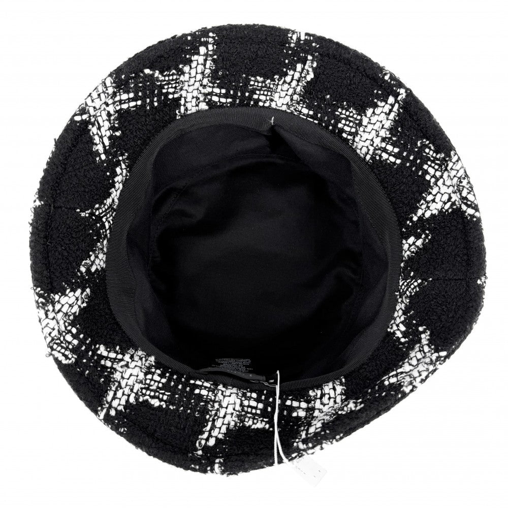 CHANEL シャネル ハット ツイード バケットハット ファッションアイテム 帽子 ココマーク Mサイズ ブラック 黒 ホワイト 白 レディース【中古品】