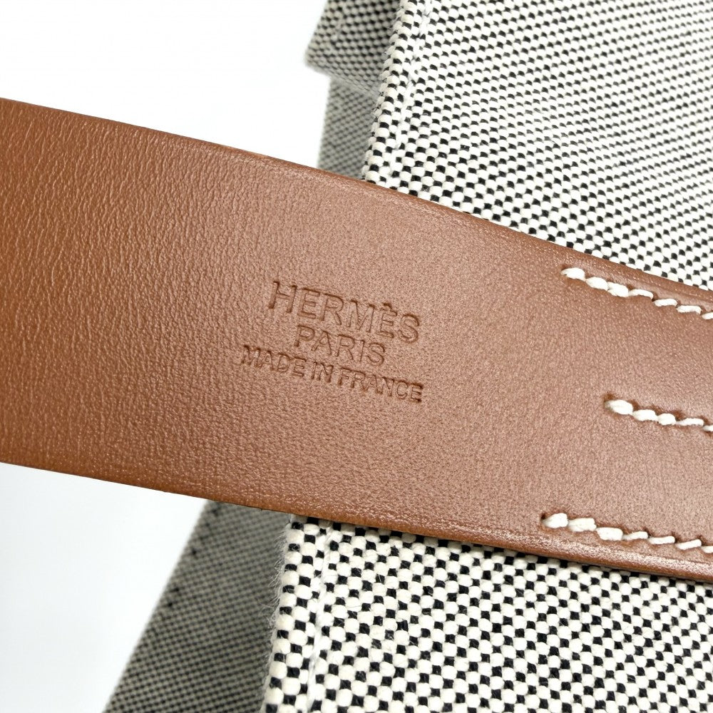 【開店SALE】 HERMES エルメス トートバッグ エトリヴィエール・ショッピング 刻印不鮮明 キャンバス レザー グレー系 ブラウン 茶 シルバー金具 ユニセックス【中古品】