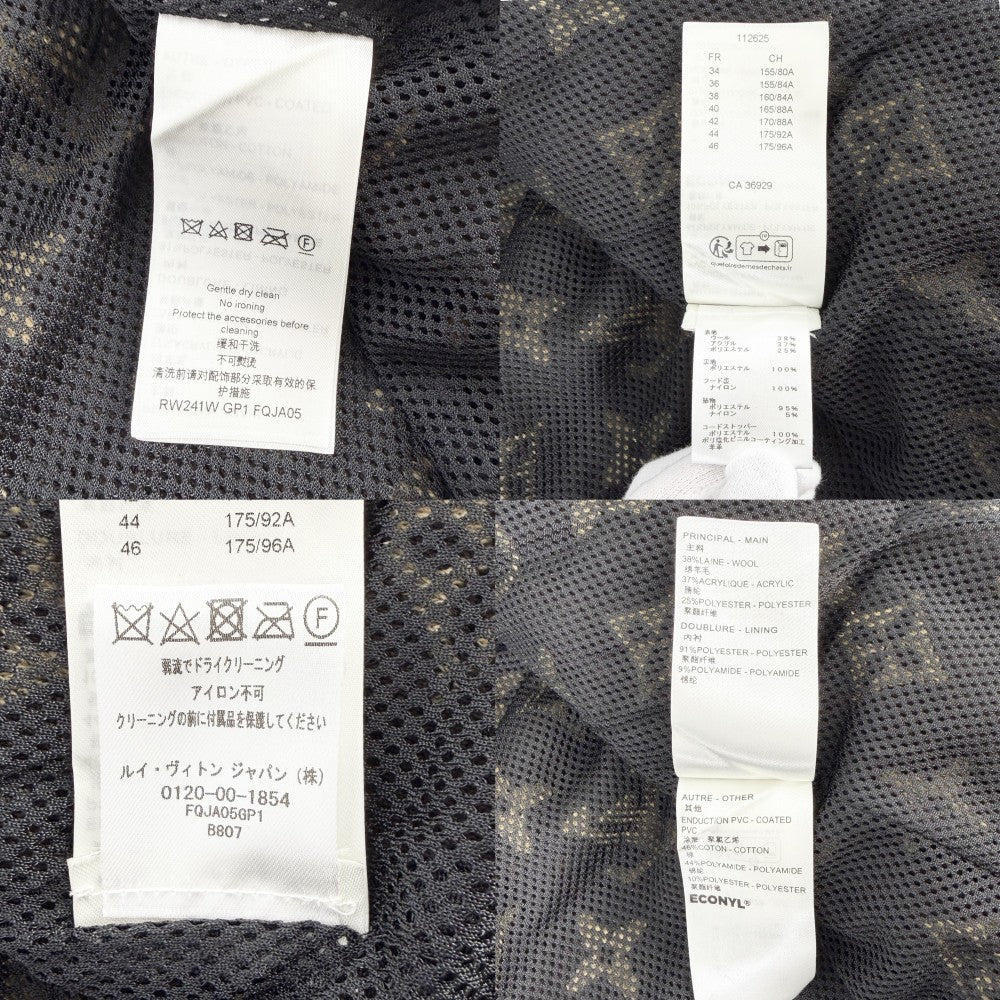 【開店SALE】 LOUIS VUITTON ルイヴィトン ブルゾン LVロゴフリース フード ボアジャケット アパレル 服 アウター 34 ブラウン 茶 ブラック 黒 ゴールド金具 冬 ウール アクリル ポリエステル レディース【中古品】