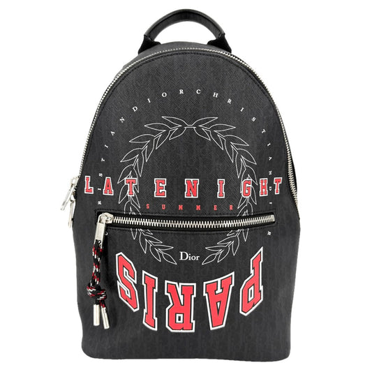 【開店SALE】 DIOR HOMME ディオール・オム リュック ディオール オム LATENIGHT バックパック DIOR HOMME トラベル かばん 鞄 レザー ブラック 黒 レッド 赤 シルバー金具 メンズ【中古品】