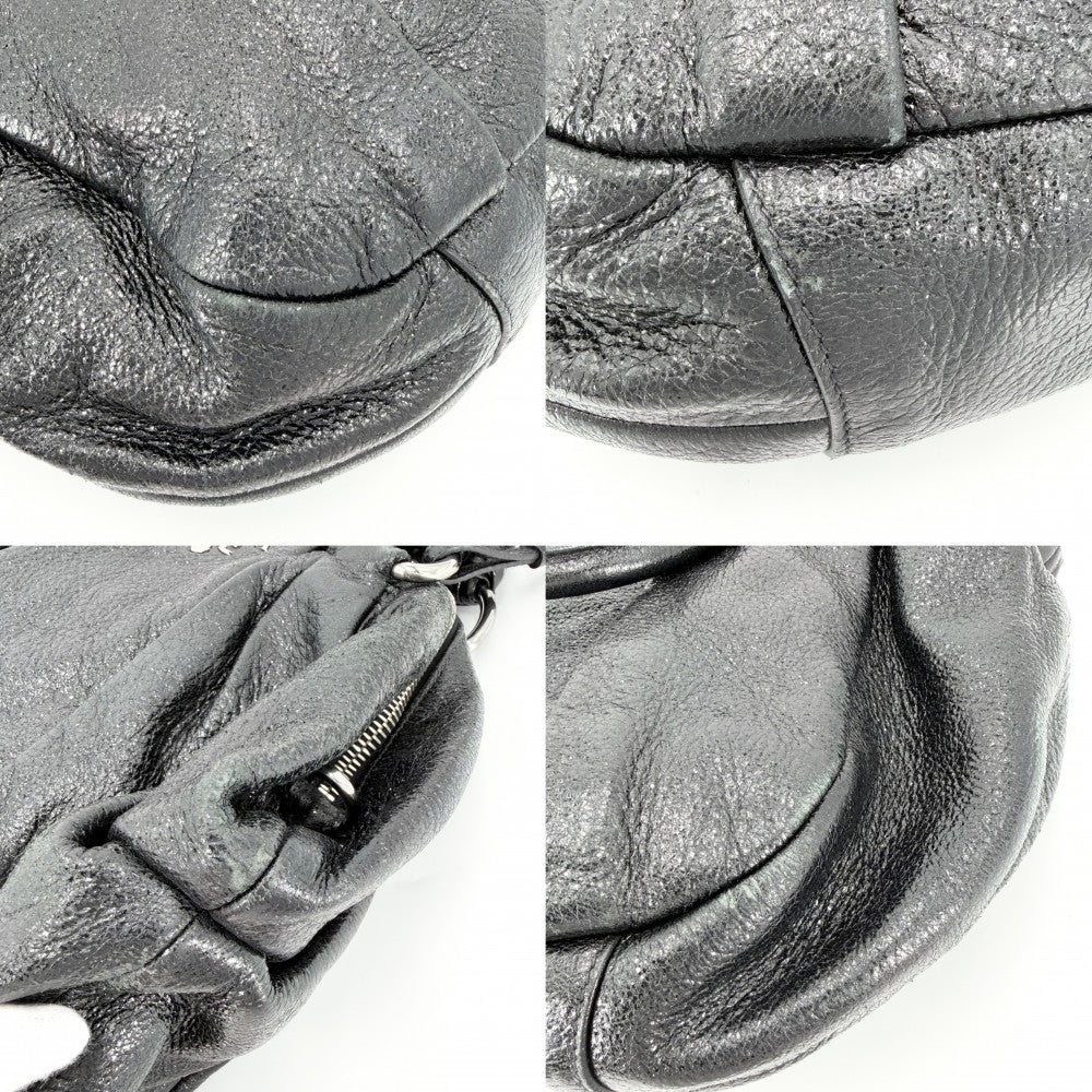PRADA プラダ ハンドバッグ トートバッグ レザー ブラック 黒 シルバー金具 レディース【中古品】