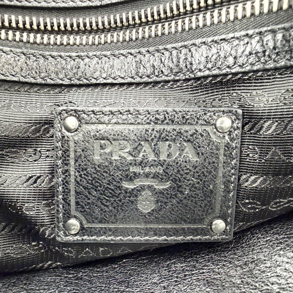 PRADA プラダ ハンドバッグ トートバッグ レザー ブラック 黒 シルバー金具 レディース【中古品】
