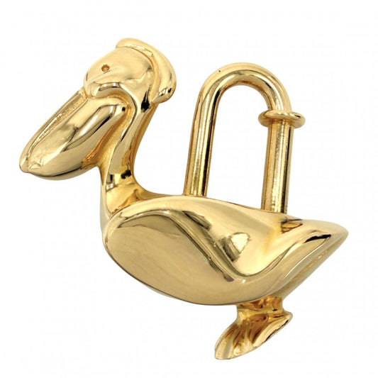 【開店SALE】 HERMES エルメス キーホルダー ペリカン カデナ チャーム メンズ レディース ゴールド ユニセックス 約33.6g【中古品】