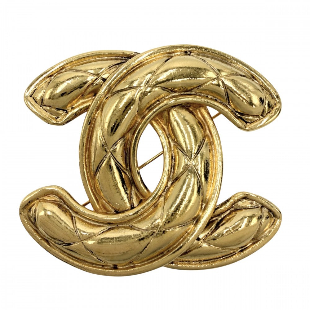 CHANEL シャネル ブローチ マトラッセ ココマーク アクセサリー ヴィンテージ GP ゴールド レディース 約34.2g【中古品】
