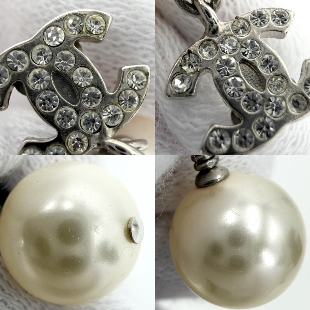 CHANEL シャネル ピアス ココマーク アクセサリー スイング GP ラインストーン A13C ホワイト 白 シルバー レディース 約6.4g 2013年【中古品】