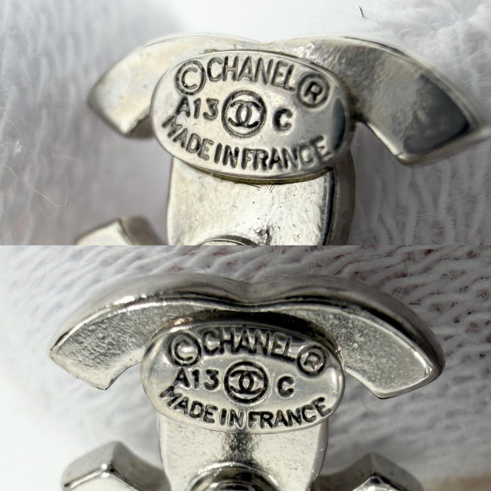 CHANEL シャネル ピアス ココマーク アクセサリー スイング GP ラインストーン A13C ホワイト 白 シルバー レディース 約6.4g 2013年【中古品】