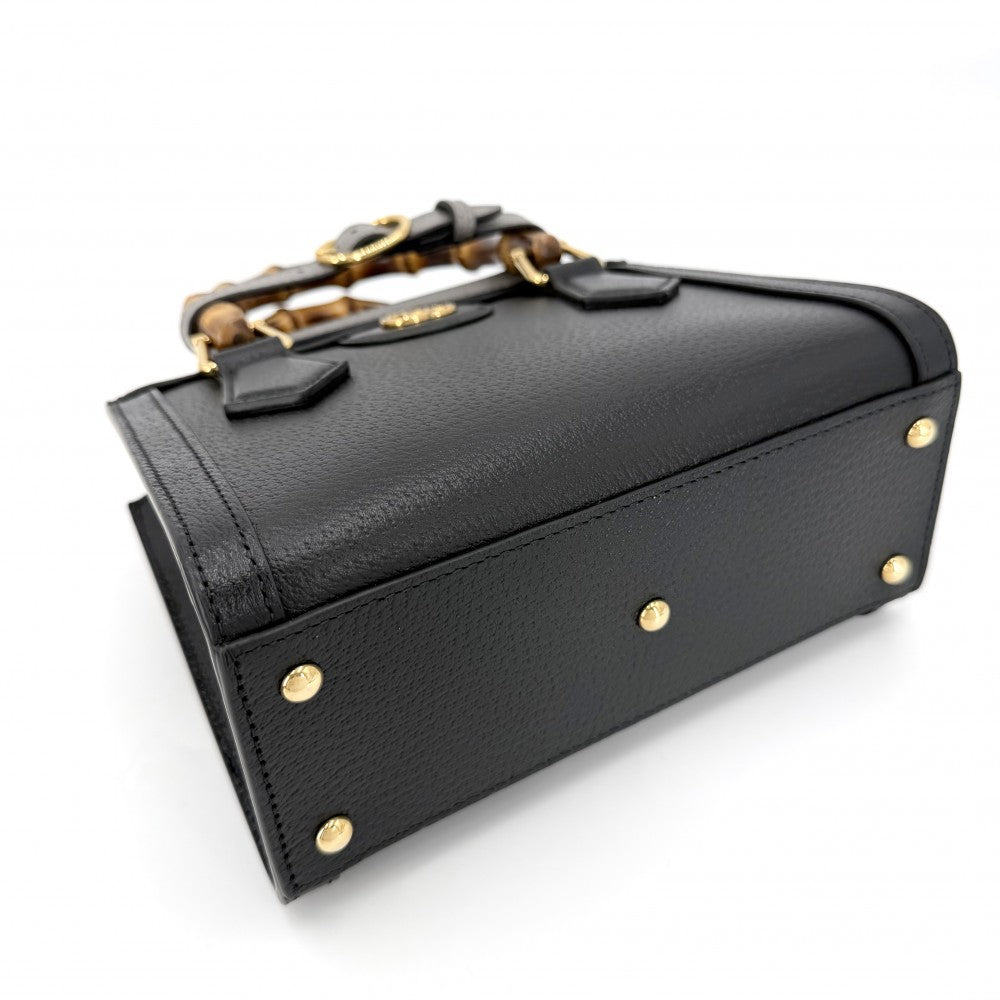 【開店SALE】 GUCCI グッチ 2WAY バンブー ダイアナ スモール トートバッグ ショルダーバッグ ハンドバッグ 702732 レザー ブラック 黒 ブラウン 茶 ゴールド金具 レディース【中古品】