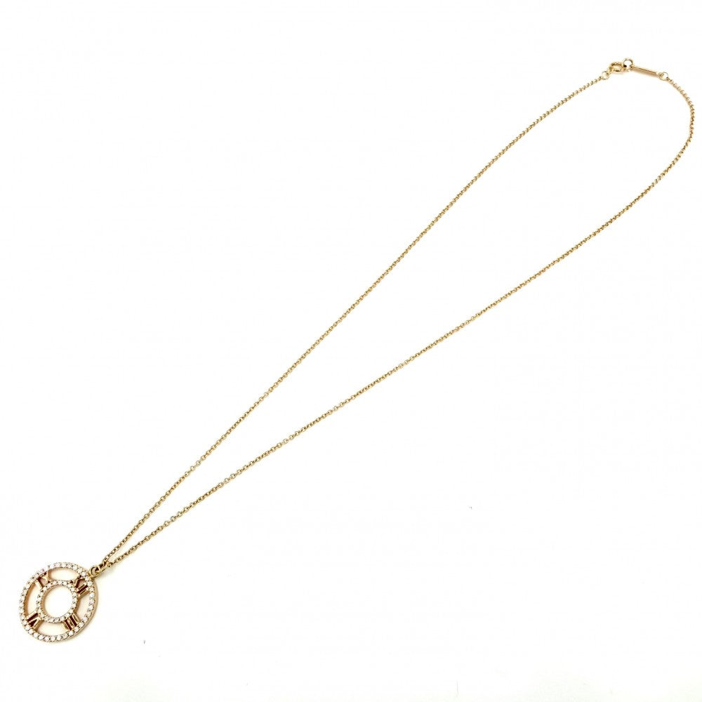 TIFFANY&Co. ティファニー ネックレス アトラス オープン ダイヤ ネックレス ペンダント ジュエリー 18金PG Au750 アクセサリー K18ピンクゴールド ダイヤモンド レディース 約3.5g【中古品】