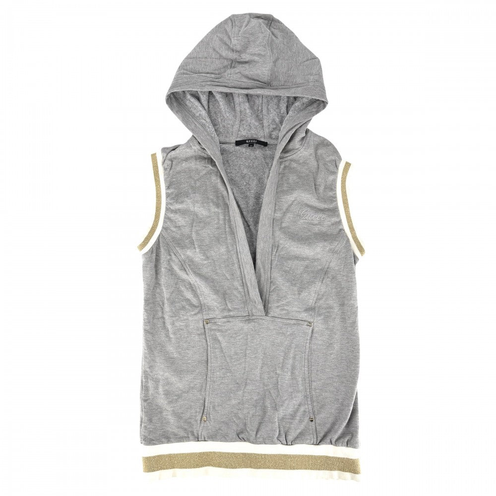 GUCCI グッチ トップス ノースリーブ スウェット Vネック 服 アパレル M 172266 グレー 春 夏 コットン メンズ【中古品】